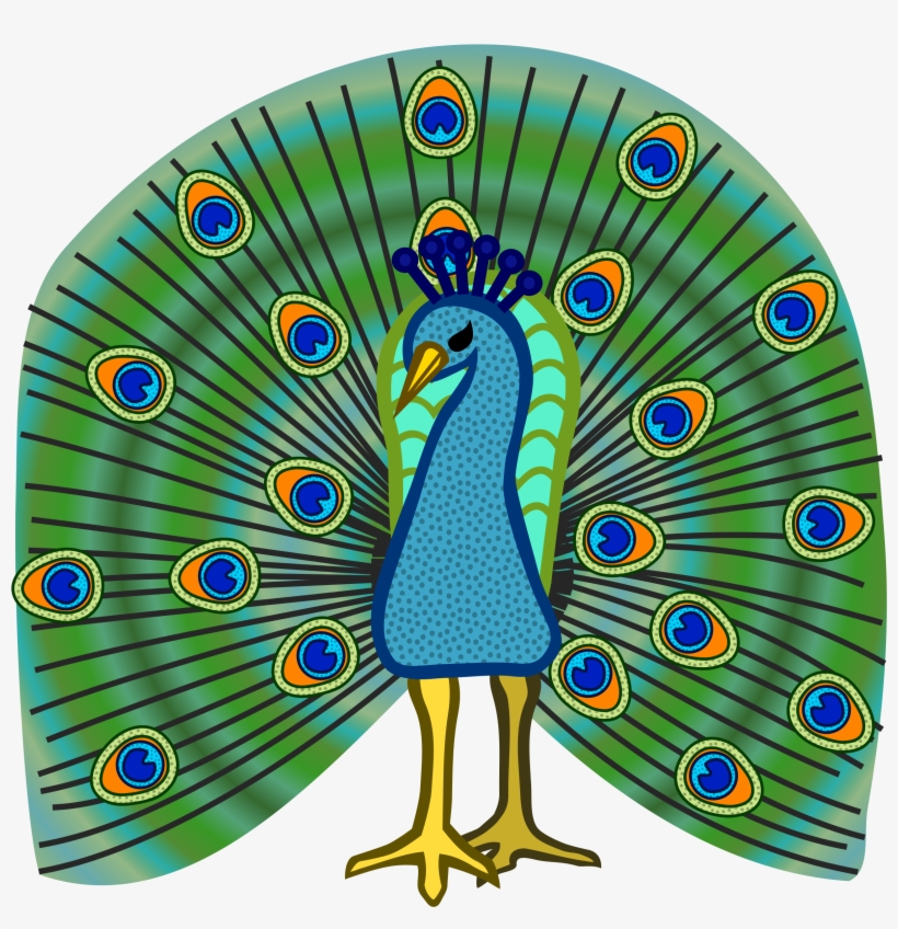 Peafowl Clipart Peacock Colour - Coloured Picture Of Peacock, transparent png #588906