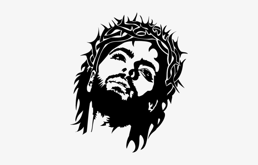 Jesus Crown Of Thorns Wall Sticker - Face Of Jesus Black And White, transparent png #589742