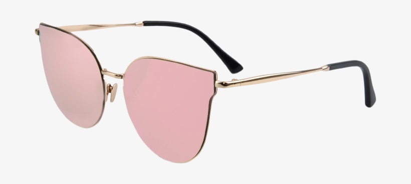 Pink Street Fashion Golden-rim Cat Eye Sunglasses - Woman Alloy Cat Eye Frame Sun Glasses Men Flat Top, transparent png #5801411