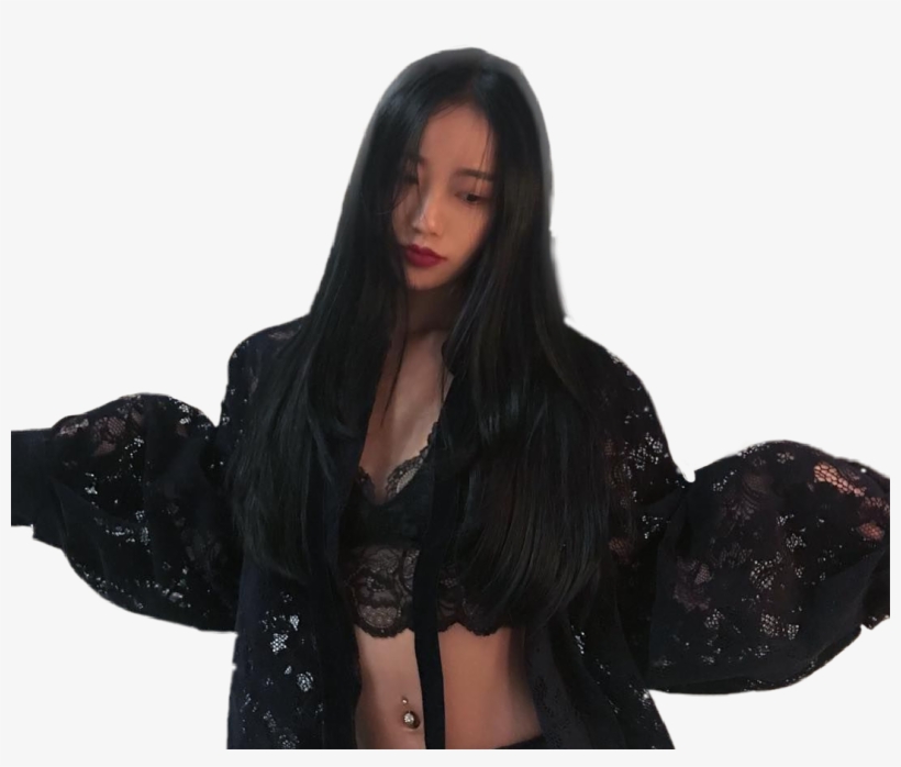 Korea Koreangirl Ulzzang Ulzanggirl Aestheticedit - Ulzzang Korean Girl Long Black Hair, transparent png #5802826