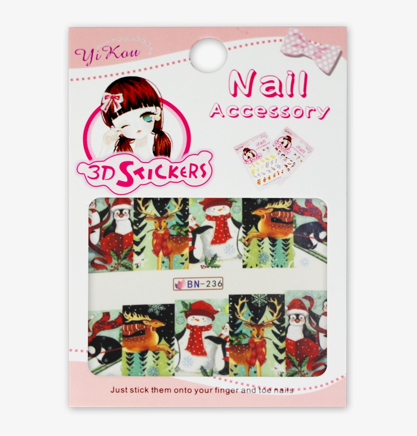 12 Designs Nail Art Stickers Beautiful Christmas 0001, transparent png #5804778