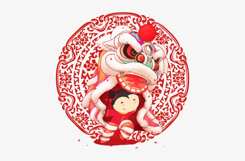 Red Festive Children S Lion Dance Decoration Vector - Chinese New Year, transparent png #5808204