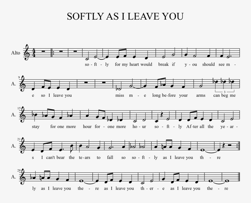 Softly As I Leave You Sheet Music 1 Of 1 Pages, transparent png #5811070