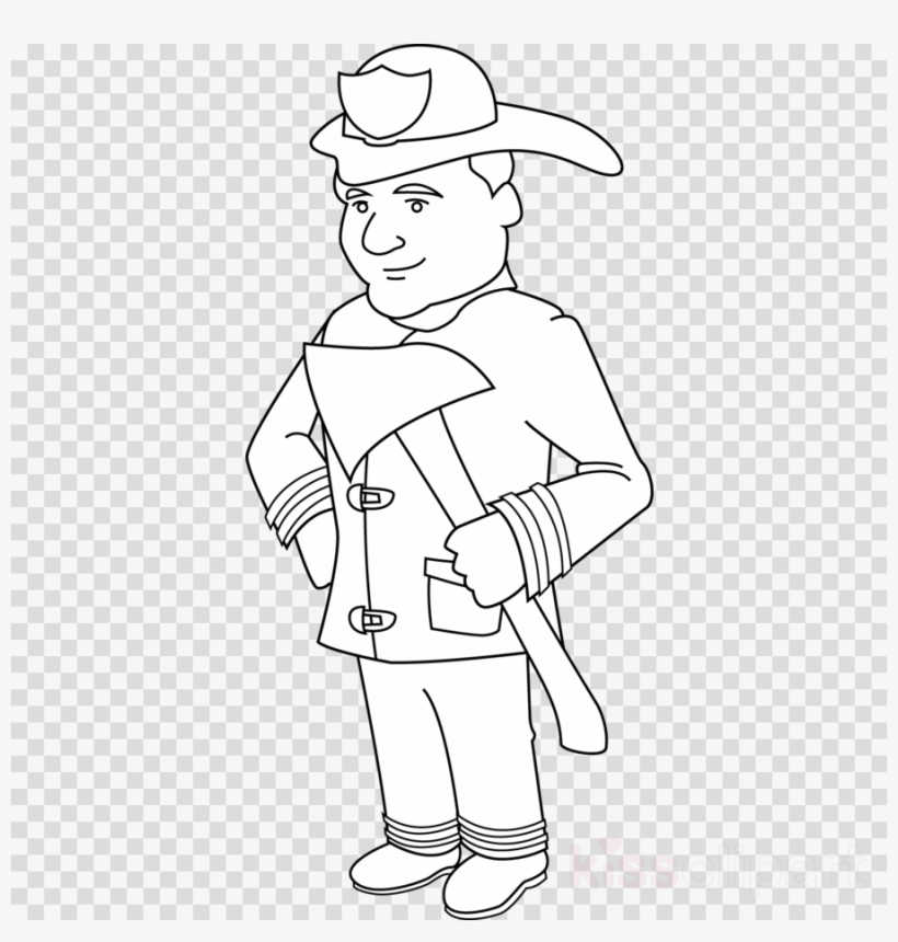 Firefighter Png Black And White Clipart Firefighter's - Clip Art, transparent png #5814134