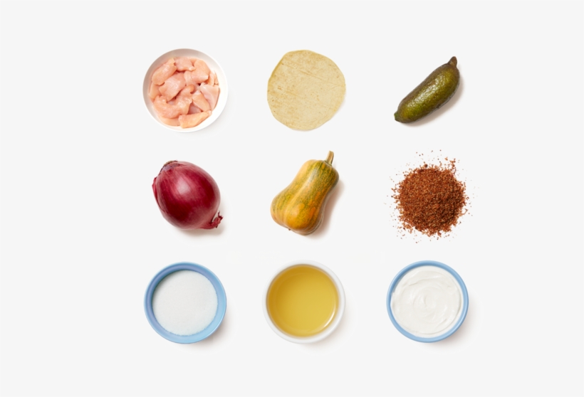 Spiced Chicken & Honeynut Squash Tostadas With Pickled - Red Onion, transparent png #5814616