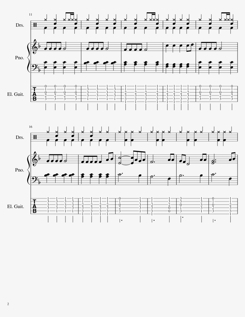 Yellow Submarine Sheet Music 2 Of 4 Pages - Music, transparent png #5815252