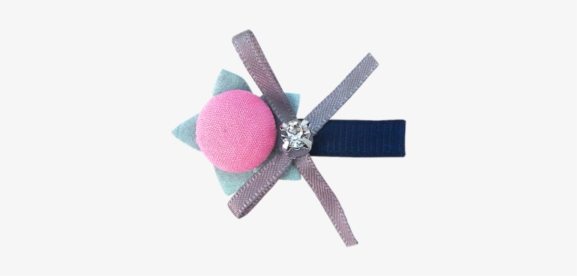 Ribbon Diamond Pet Hair Clip Pink&grey A084 - Opawz, transparent png #5815792