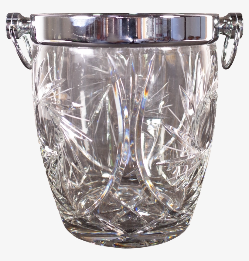 Cut Glass And Chrome Ice Bucket - Old Fashioned Glass, transparent png #5816102