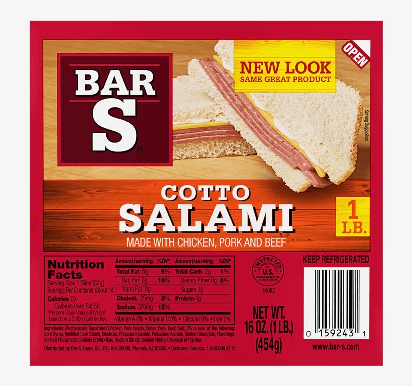 Cotto Salami - Bar S Cotto Salami 12 Oz, transparent png #5818881
