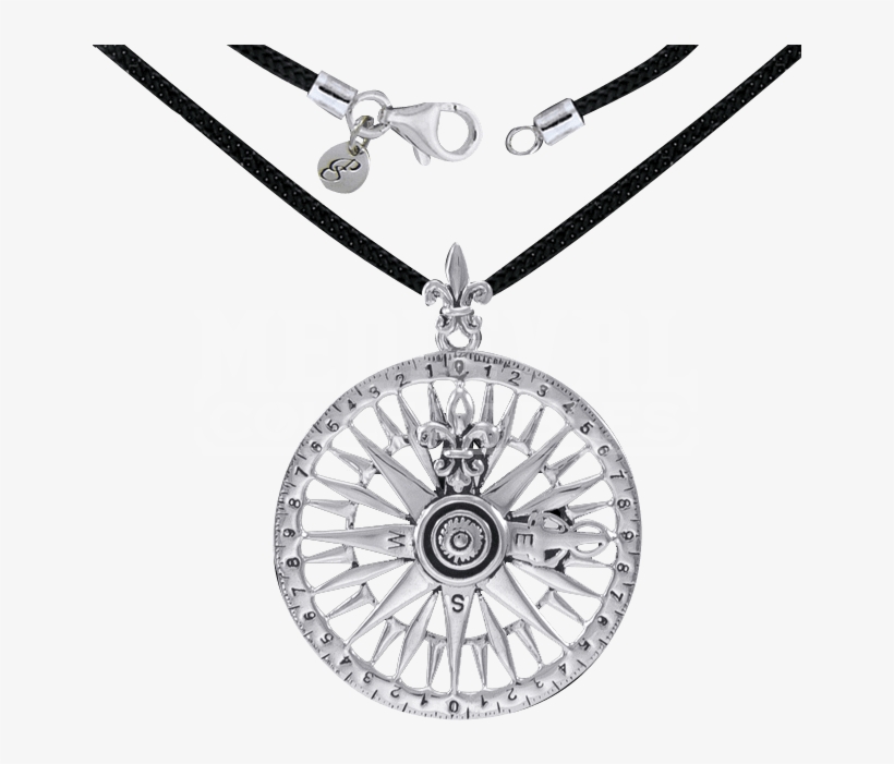 Silver Compass Rose Pendant And Cord - Flags Of Different Countries Individual, transparent png #5819283
