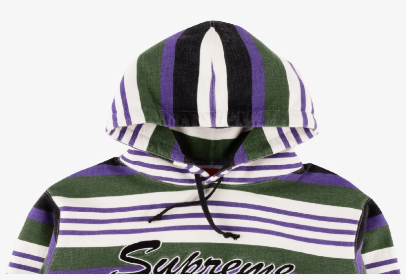 Supreme Striped Hooded - Jaket Supreme Striped Purple Black Green, transparent png #5819756