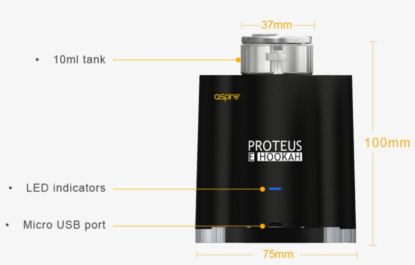 2017 Electronic Aspire E Hookah Smoke Proteus Electronic - Aspire Proteus, transparent png #5821756