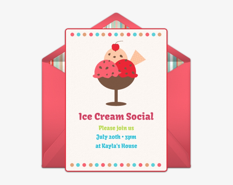 Ice Cream Social Online Invitation - Greeting Card, transparent png #5823566