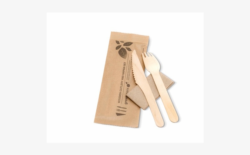 Wooden Knife Fork Napkin Set - Cutlery, transparent png #5825574