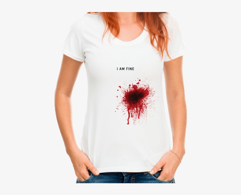 Buy I Am Fine Women's T-shirt By Dokkanafkar - Teeheart Women Summer Fashion Girl Printed T Shirt, transparent png #5825719