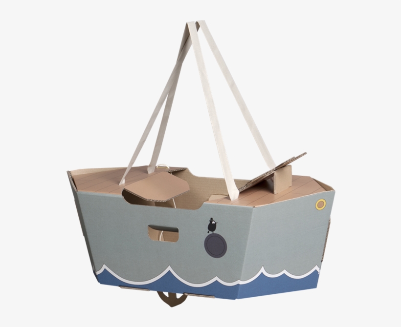 Little Sailor Cardboard Green Boat - Barcos De Carton Como Disfraz, transparent png #5825720