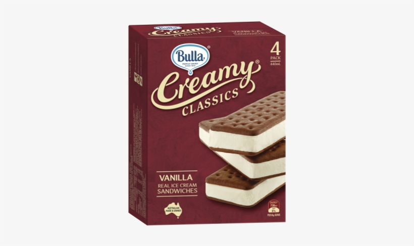 Bulla Creamy Classics Ice Cream Sandwiches Vanilla - Bulla Creamy Classics Ice Cream Vanilla & Boysenberry, transparent png #5829538
