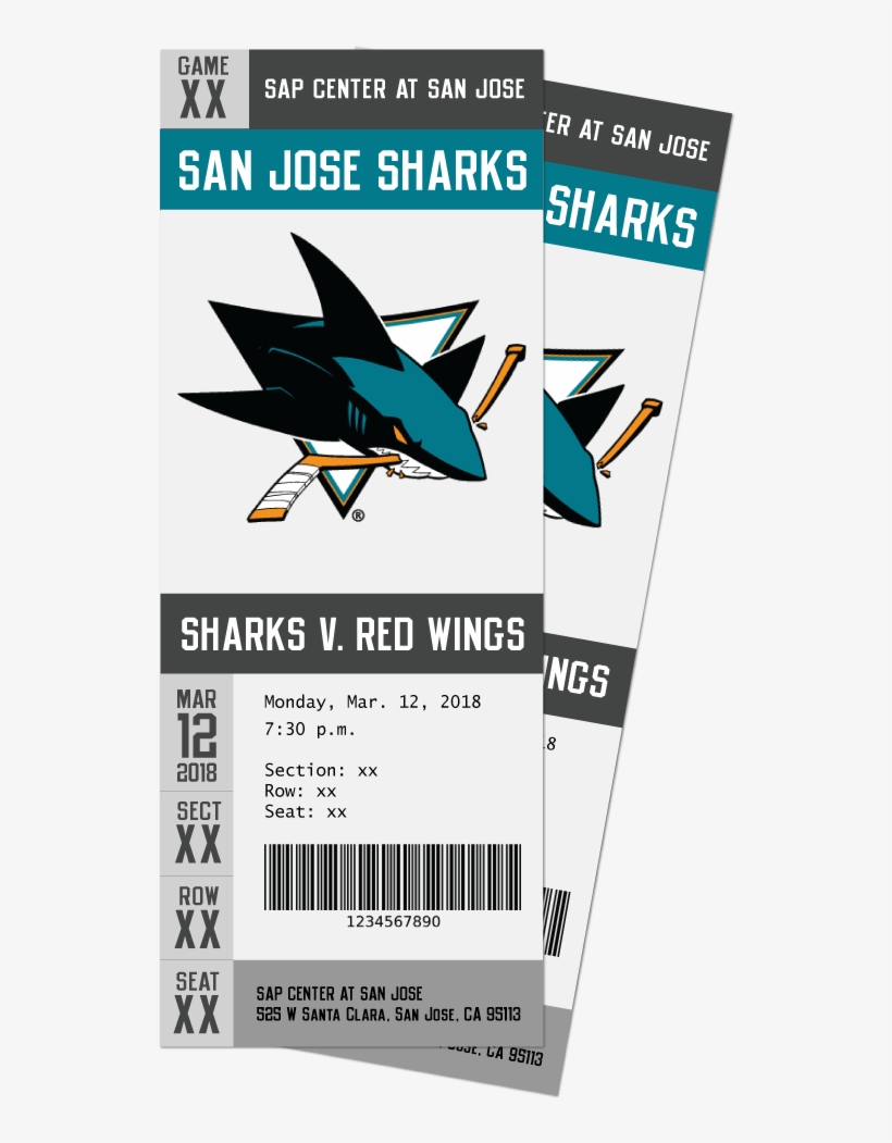 Sharks Red Wings Tickets - San Jose Sharks Decal 5x6 Ultra Color, transparent png #5829884