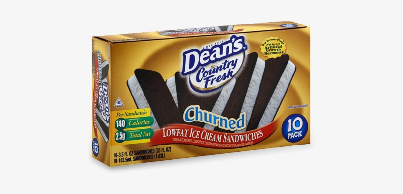 Dean's Country Fresh Vanilla Lowfat Ice Cream Sandwich - Deans Country Fresh Ice Cream Sandwiches, Lowfat, Churned, transparent png #5830140