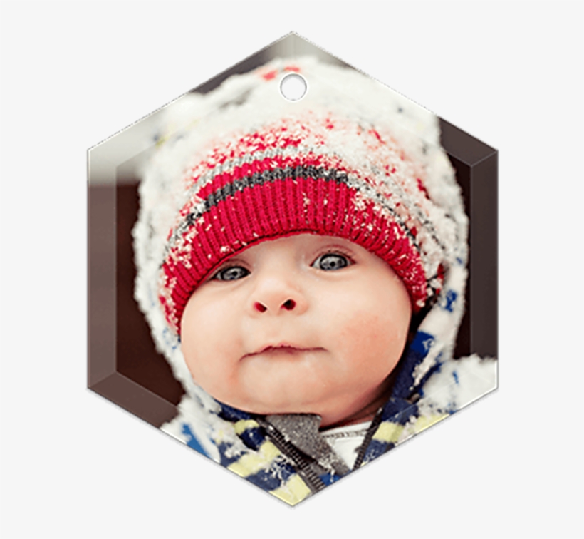 Frosted Glass Hexagon Ornament - Baby Dressing In Winter, transparent png #5830955
