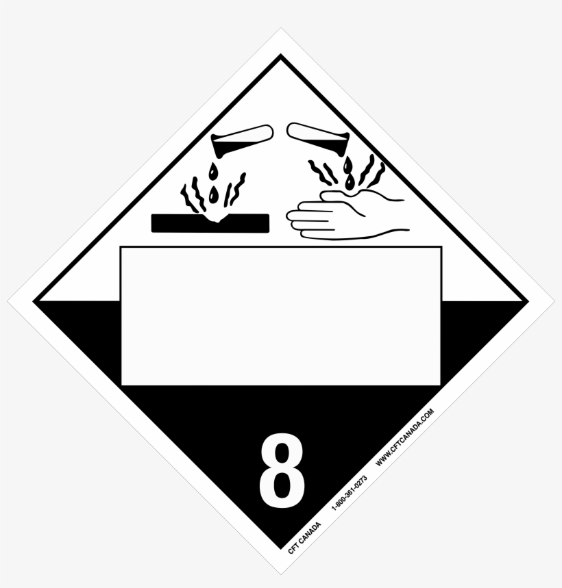Class 8 Tdg International Placard With Blank Un Box - Class 8 Placard, transparent png #5833688