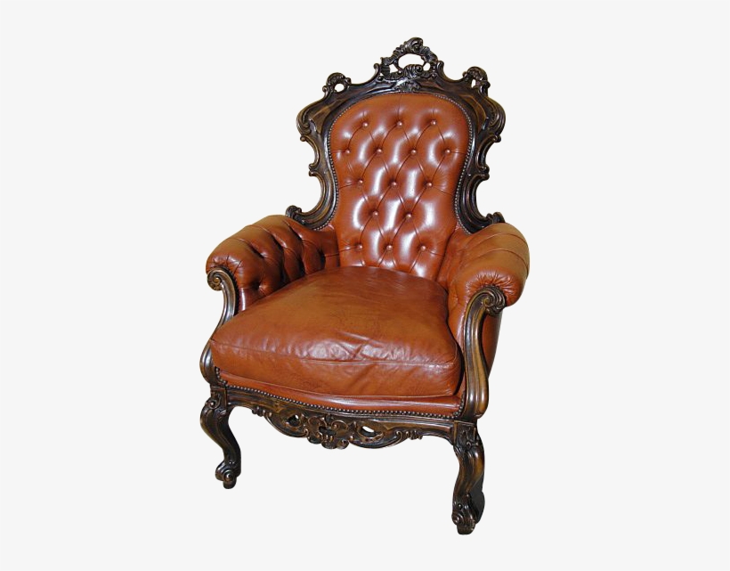 Antique Furniture Italian Antique Leather High Back - Wing Chair, transparent png #5835266