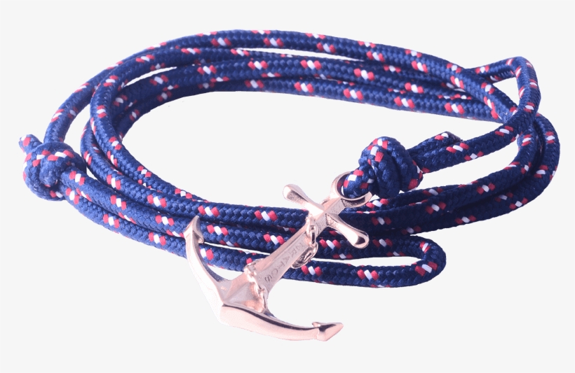 Rose Gold Anchor Blue Nylon Rope - Bangle, transparent png #5835531