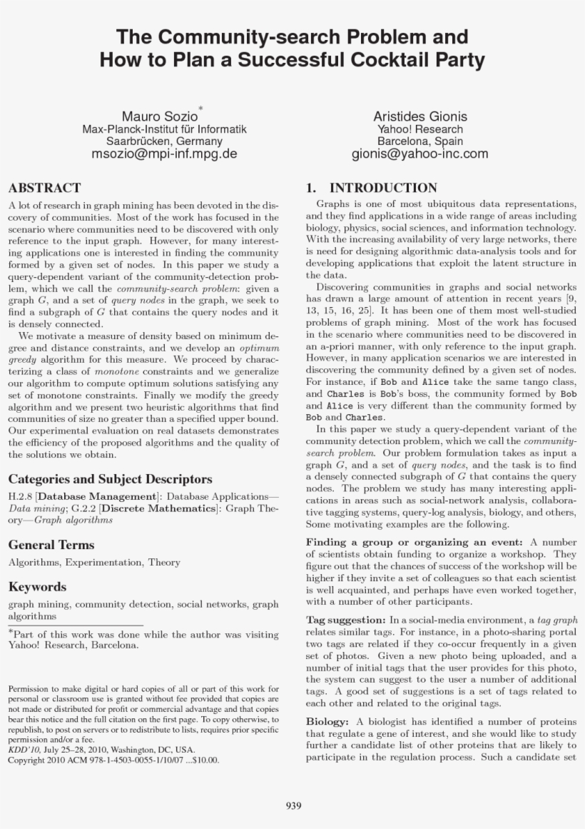 The Community-search Problem And How To Plan A Successful - Document, transparent png #5838366