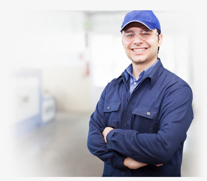 Blue Collar Working Man With Safety Glasses Smiling - Gentleman, transparent png #5838656
