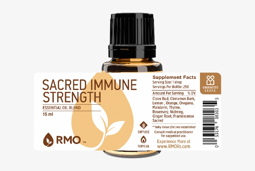 Sacred Immune Strength Label - Essential Oil Blend With Jasmine, transparent png #5845996