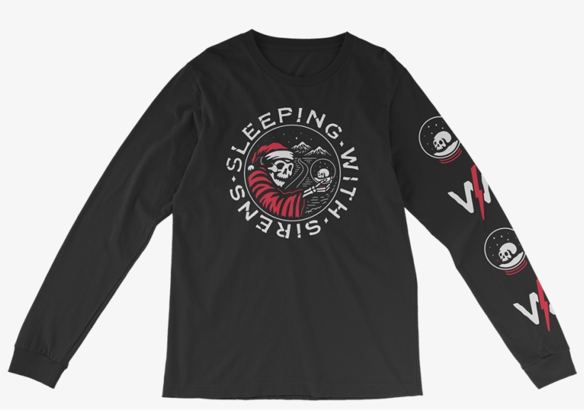 Black Crewneck Long Sleeve Featuring A Sleeping With - Hollywood Undead Comic Shirt, transparent png #5846246