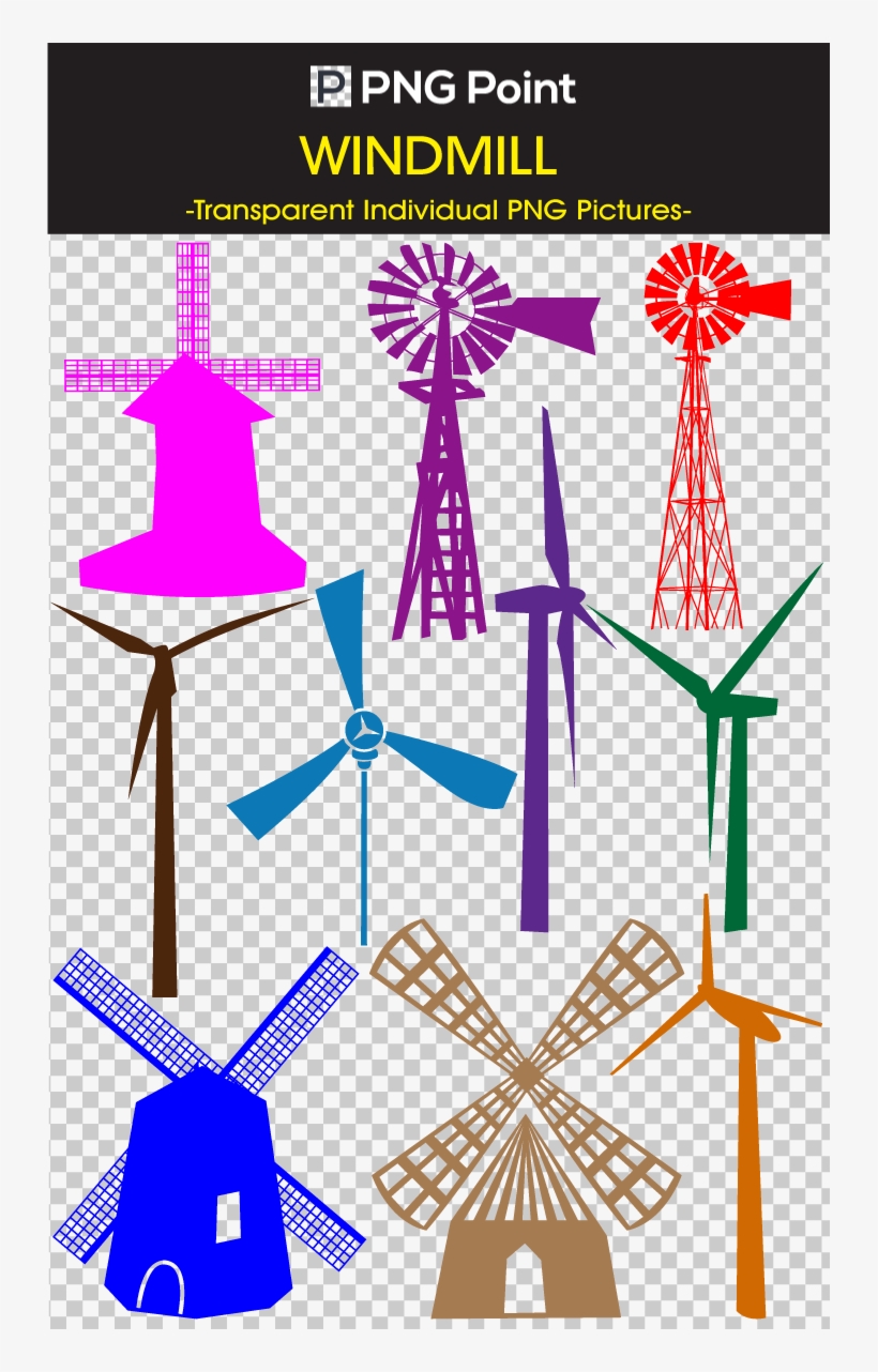Silhouette Images, Icons And Clip Arts Of Various Windmills - Graphics And More Windmill American Farmer Wall Vinyl, transparent png #5855019