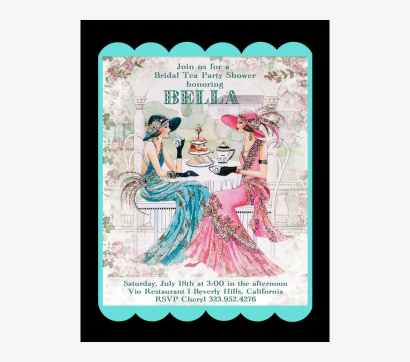 Gatsby Bridal Shower Tea Party Invitations - Art Deco Happy Birthday, transparent png #5856931