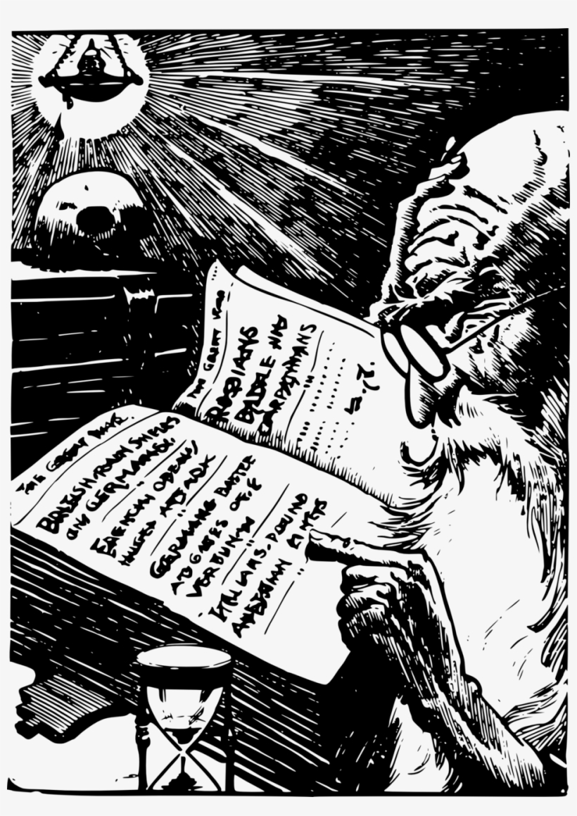 Old Man Reads A Book - Cartoon, transparent png #5857783