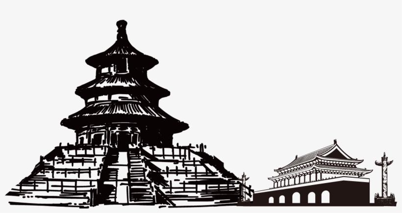 Temple Of Architecture Silhouette - Chinese Buildings Clipart Silhouette, transparent png #5861220