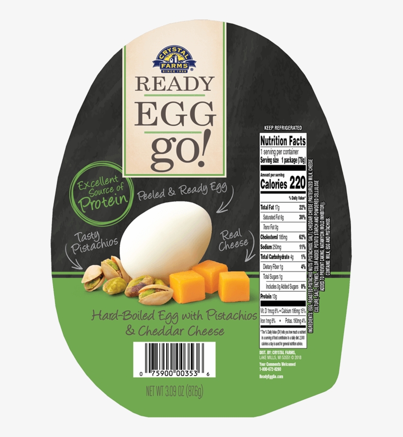 Hard-boiled Egg With Pistachios & Cheddar Cheese - Crystal Farms Ready Egg Go, With Cashews, transparent png #5863014