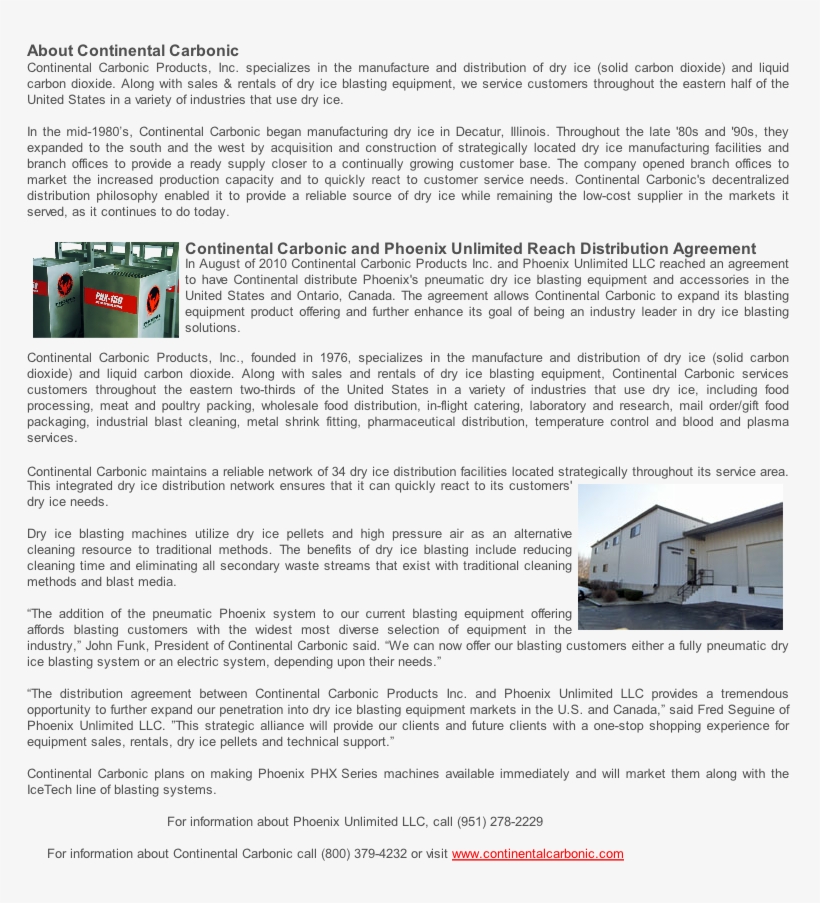 Continental Carboinc And Phoenix Unlimited Llc Dry - Continental Carbonic Products, Inc., transparent png #5864351