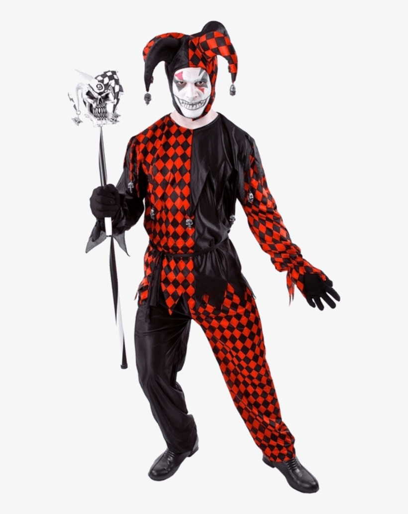 Jester Joker Costume - Evil Jester Halloween Costume, transparent png #5868049