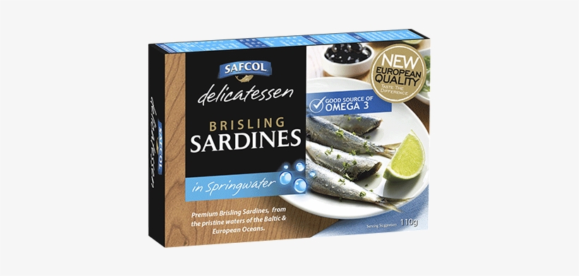 Safcol Brisling Sardines In Springwater 110g - Safcol Sardines, transparent png #5868247