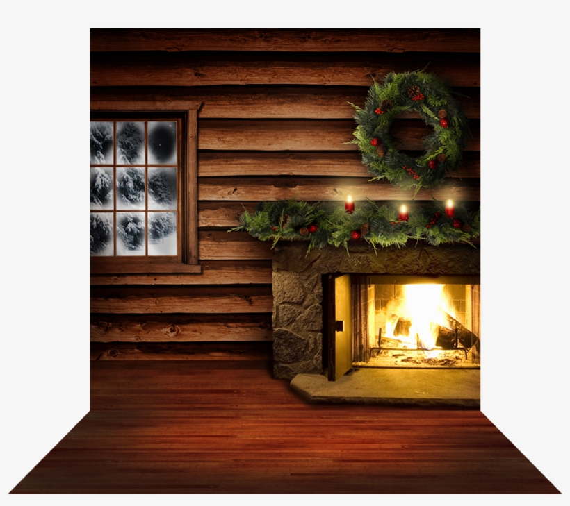 Holiday Hearth Log Cabin With Frosted Window - Christmas Tree In A Cabin, transparent png #5870856