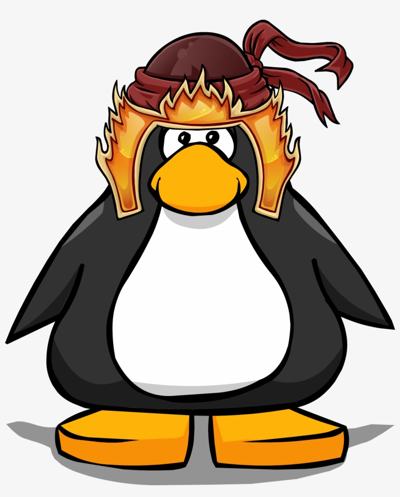Fiery Helmet Pc - Club Penguin With Hat, transparent png #5871111