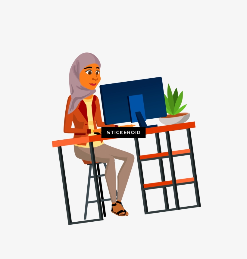 Arab Woman Workplace Illustration - Illustration, transparent png #5876322