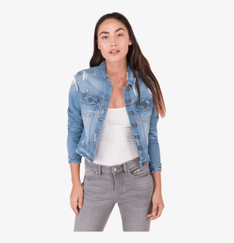 Denim Jacket W/ Rip - Girl, transparent png #5879255