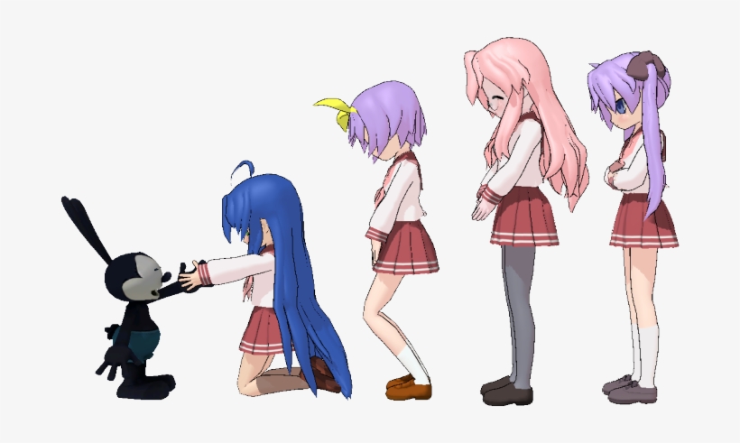 Seriously, Konata Meets Oswald - Cartoon, transparent png #5879749