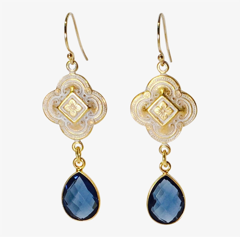 Blue Quartz Patina Quatrefoil Design Drop Earrings - Blue Quartz, transparent png #5882416