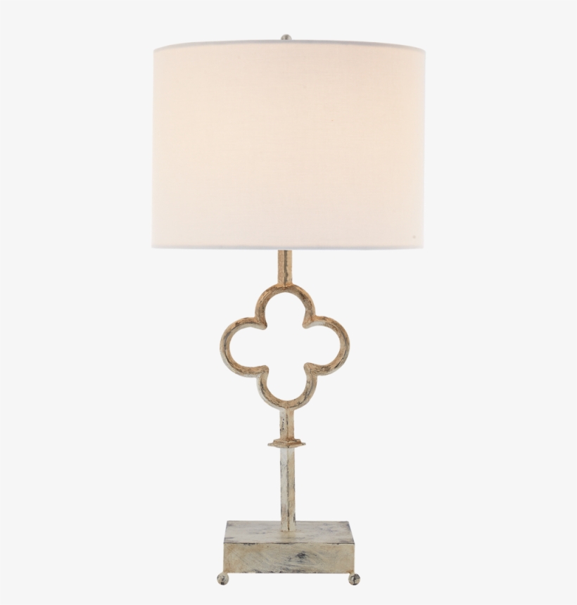 Quatrefoil Table Lamp In Belgian White With Line - Lampshade, transparent png #5882477