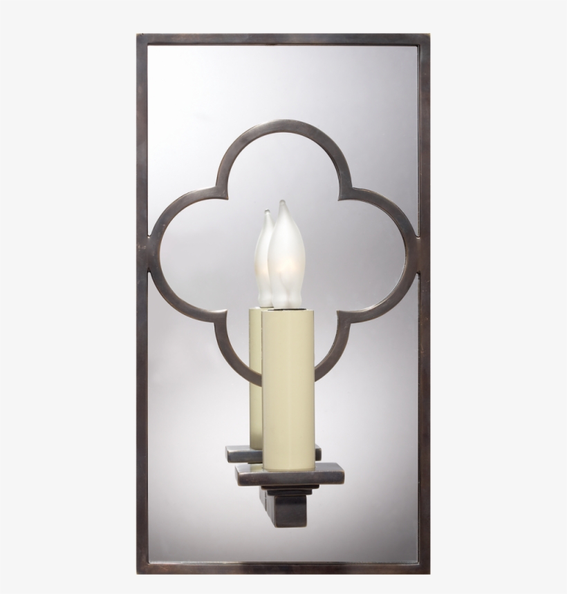 Quatrefoil Rectangle Mirrored Sconce In Bronze - Visual Comfort Bronze Suzanne Kasler Rectangular Quatrefoil, transparent png #5882860