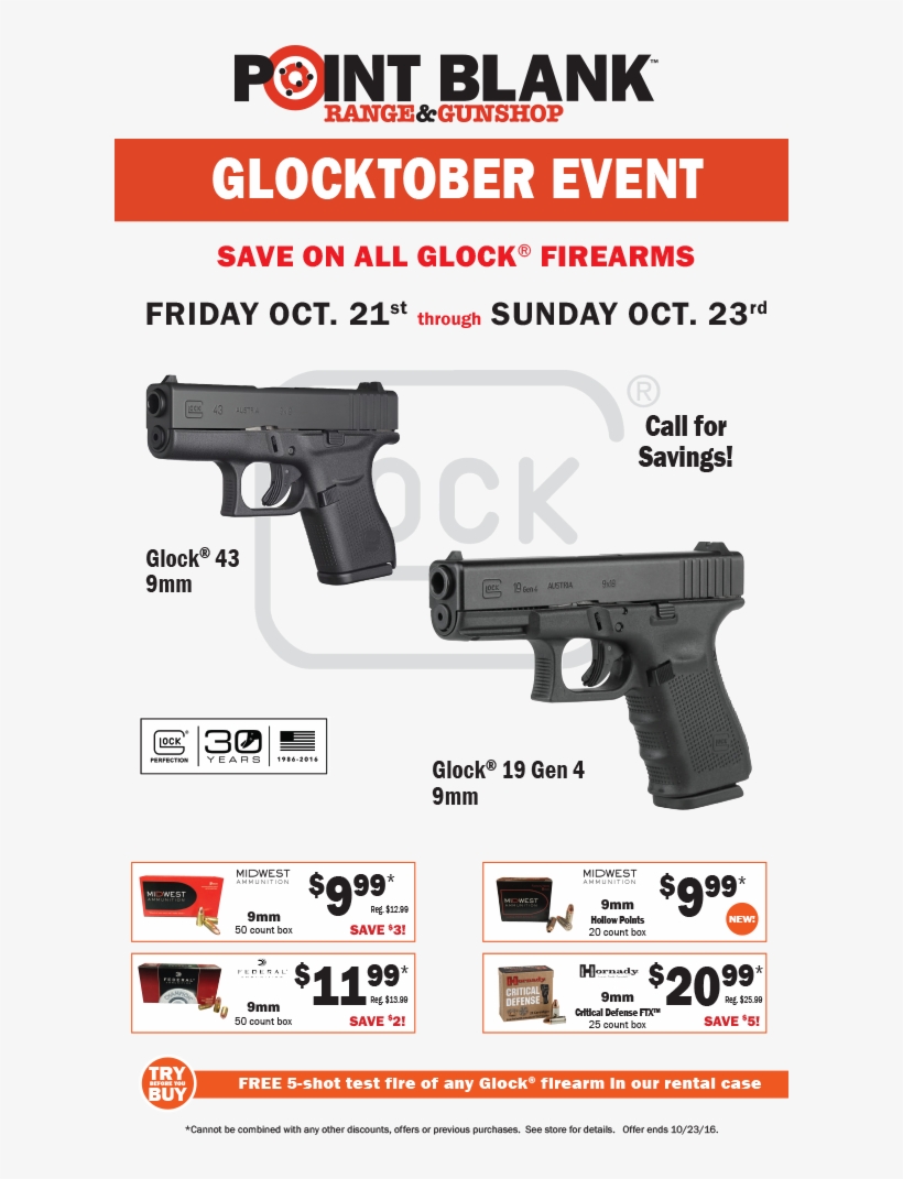 #glocktober Event At #pointblank 10/21-10/23/16 - Glock 32 Gen 4 357sig Fs 4.01 10rd, transparent png #5883002