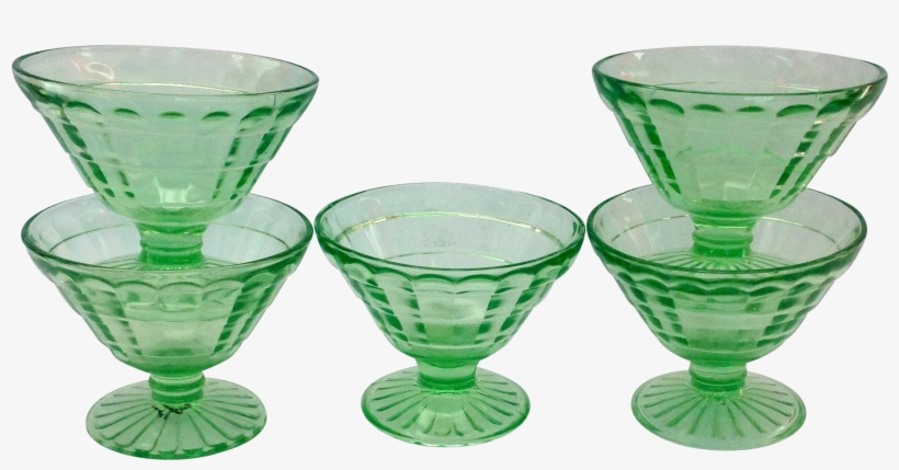 Hocking Block Optic Green Cone Shaped Depression Glass - Champagne Stemware, transparent png #5883135