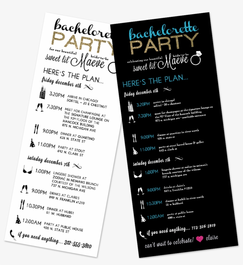 Bachelorette Party Itinerary - Bachelorette Party Menu Design, transparent png #5883885